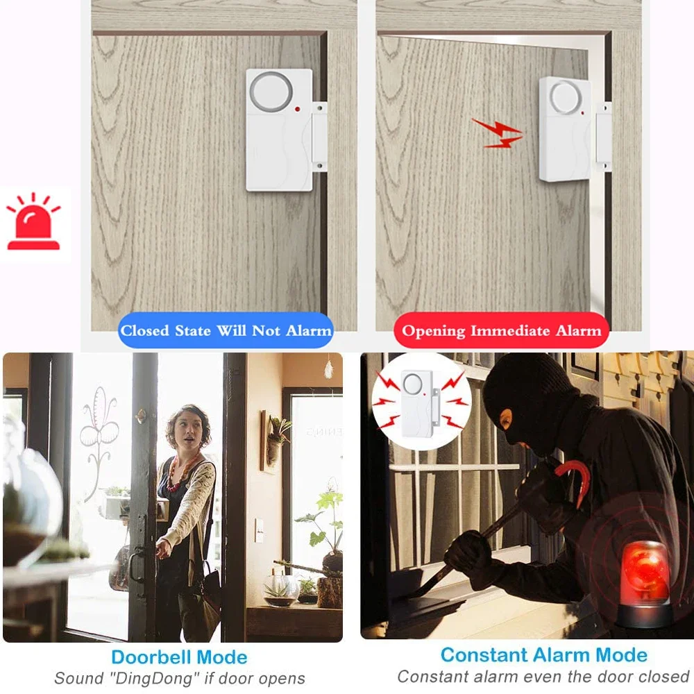 Camaroca Door Alarm Wireless Anti-Theft Remote Control Door And Window Security Alarm Sensor 105 dB Loud Pool Door Alarm System