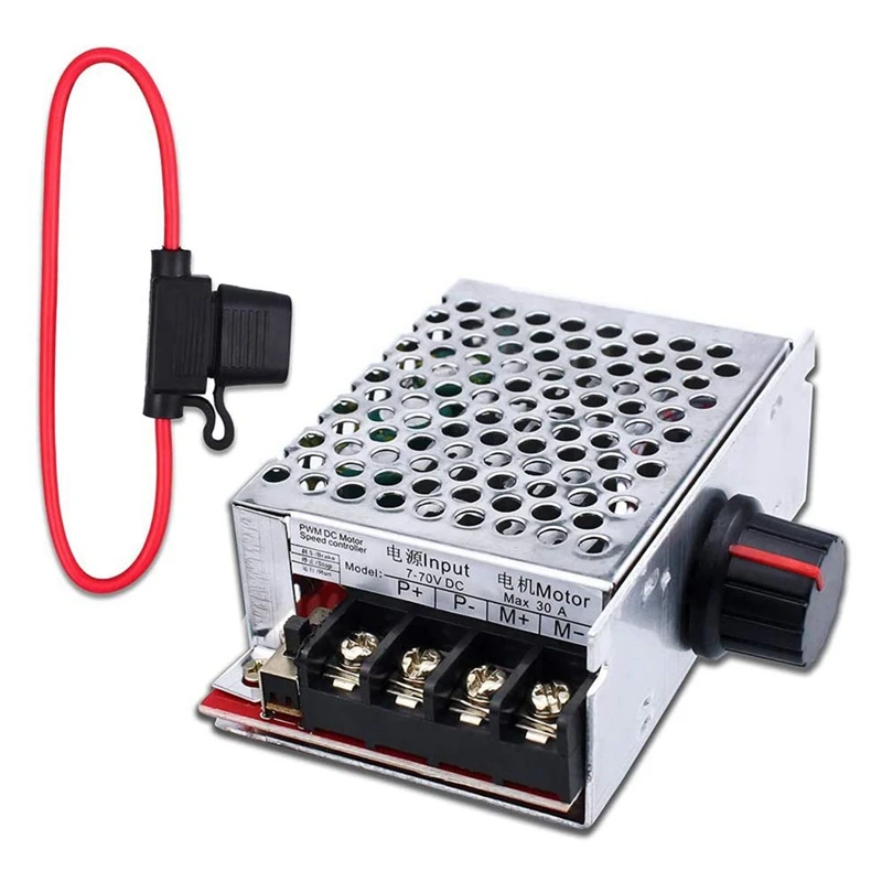 

ABYN-7-70V 30A PWM DC Motor Speed Controller Switch Control 12V 24V 36V 48V With 30 Amp Fuse