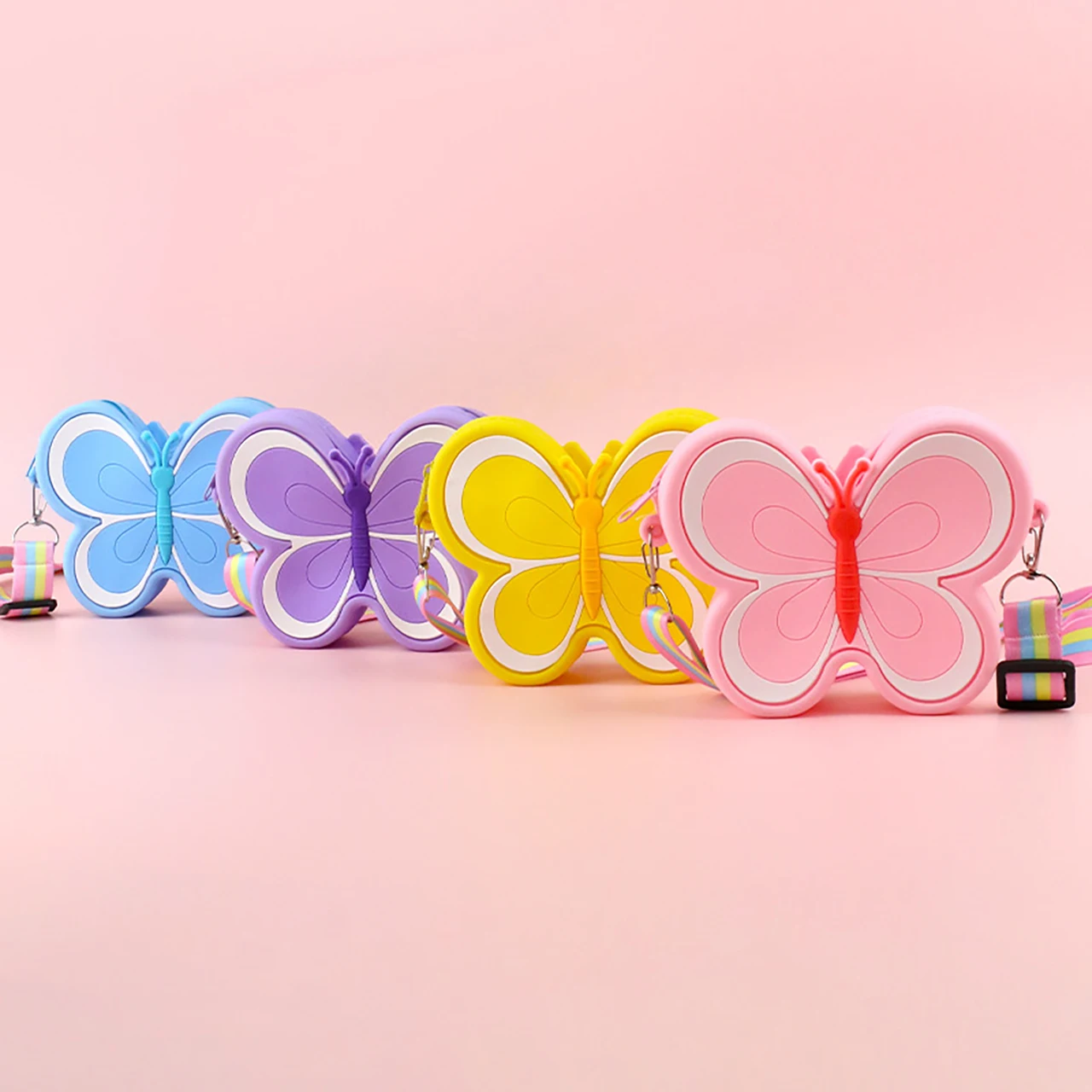 

Cute Butterfly Shaped Baby Girl Crossbody Bags Cartoon Silicone Kids Shoulder Bags Travel Coin Purse Children Messenger Bags