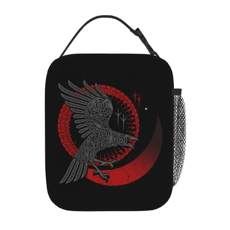 Viking Odin's Ravens Runes Lunch Bag Reusable Oxford Bento Tote Bag Waterproof Thermal Lunch Box for Work School Picnic Travel