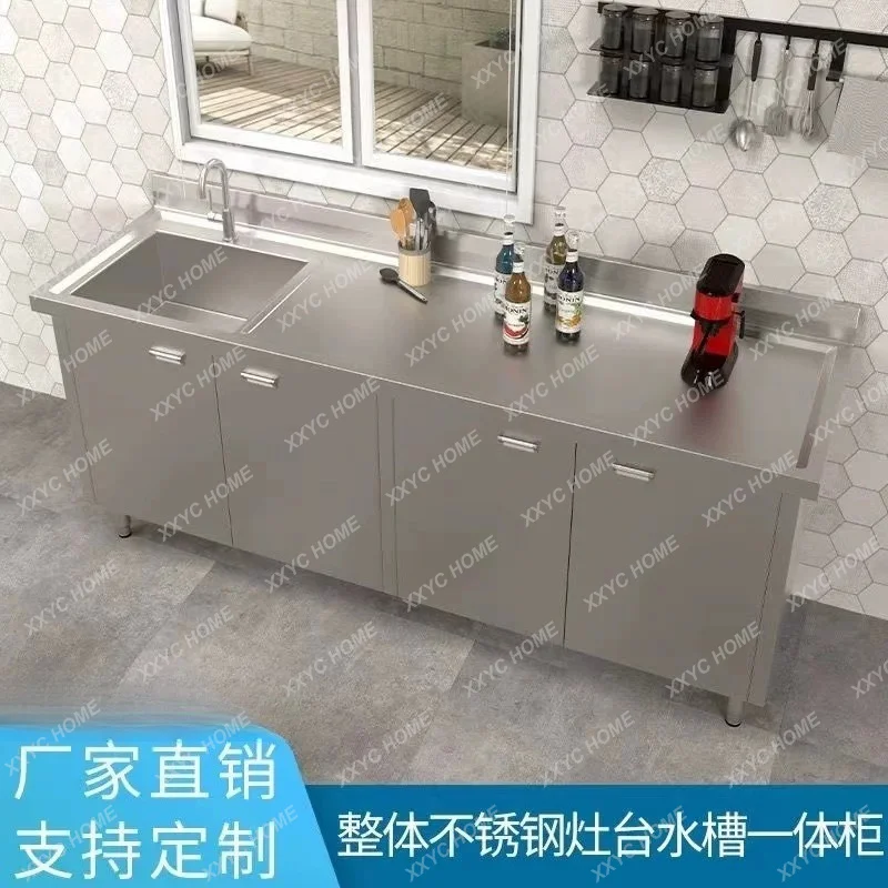 Kitchen Stainless Steel Sink Cabinet Sink Cabinet Vegetable Basin Countertop Integrated Cabinet Stove XI
