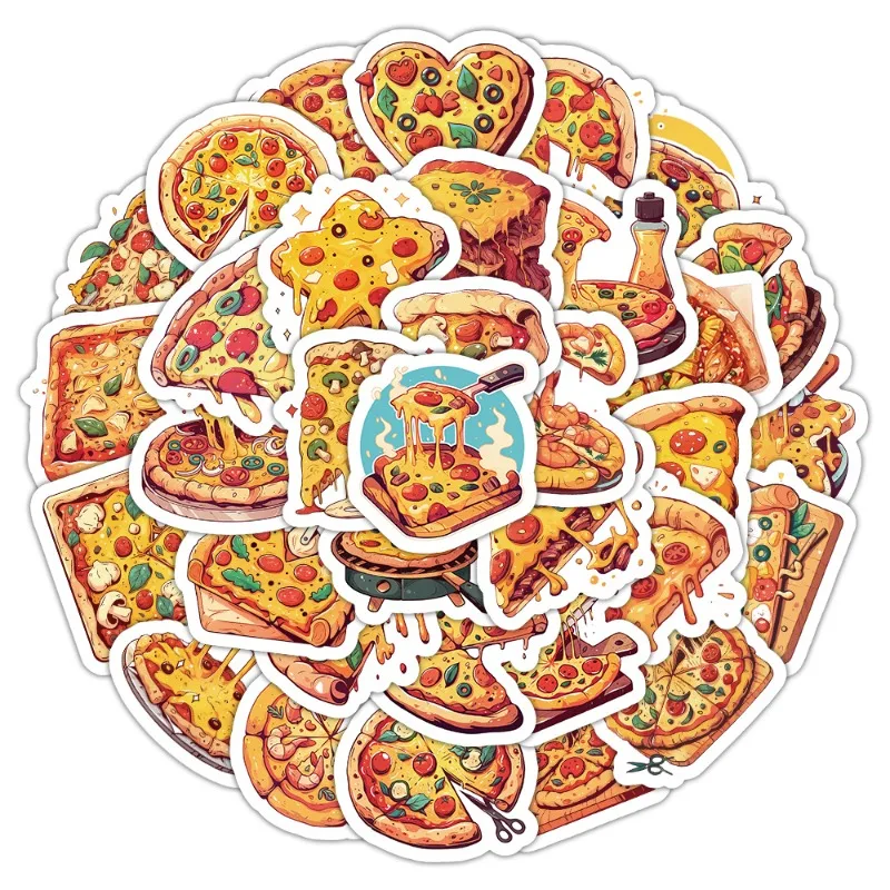 50pcs Cartoon Delicious Pizza Cute Creative Decoration Stickers