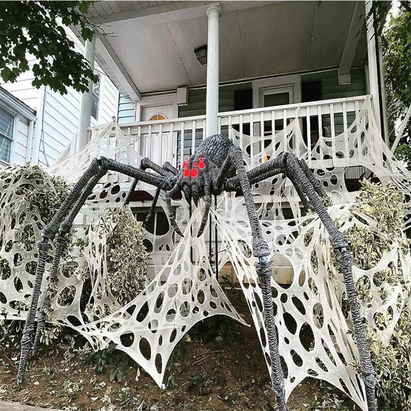

Halloween Decoration Giant Spider Web Halloween Props Horror Realistic Plush Spider Scary Haunted House Decor Party Accessories