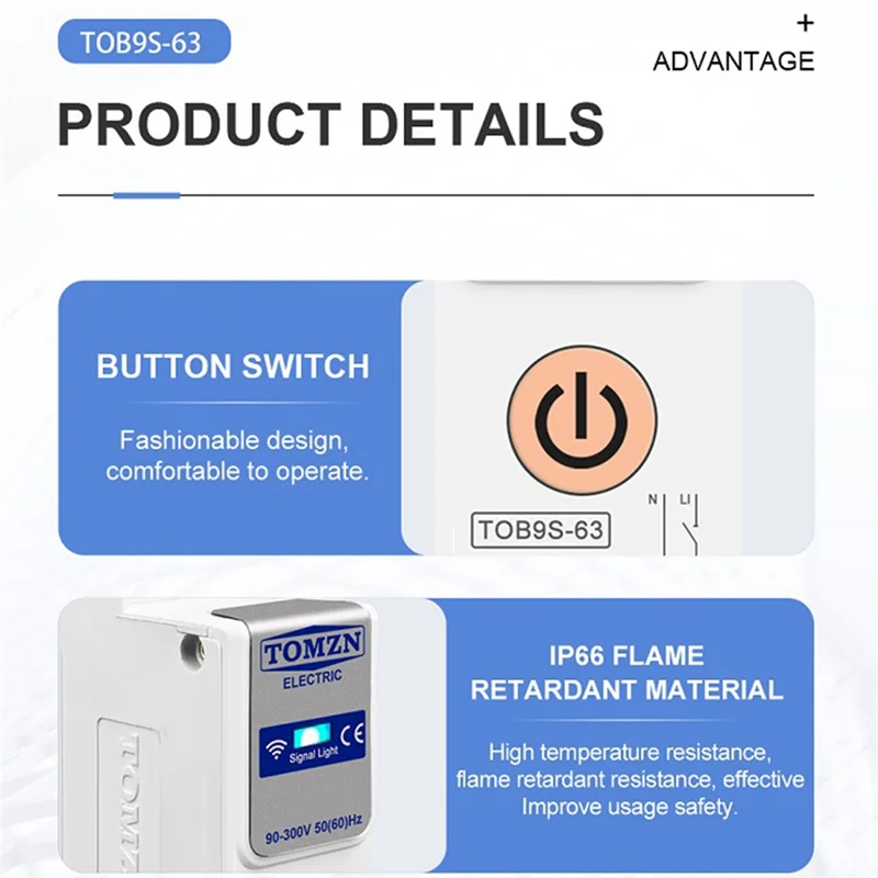 

ABDE-TOMZN TOB9S-63 без измерения TUYA Smartlife 1P + N WIFI умный переключатель счетчик энергии автоматический выключатель таймер реле MCB