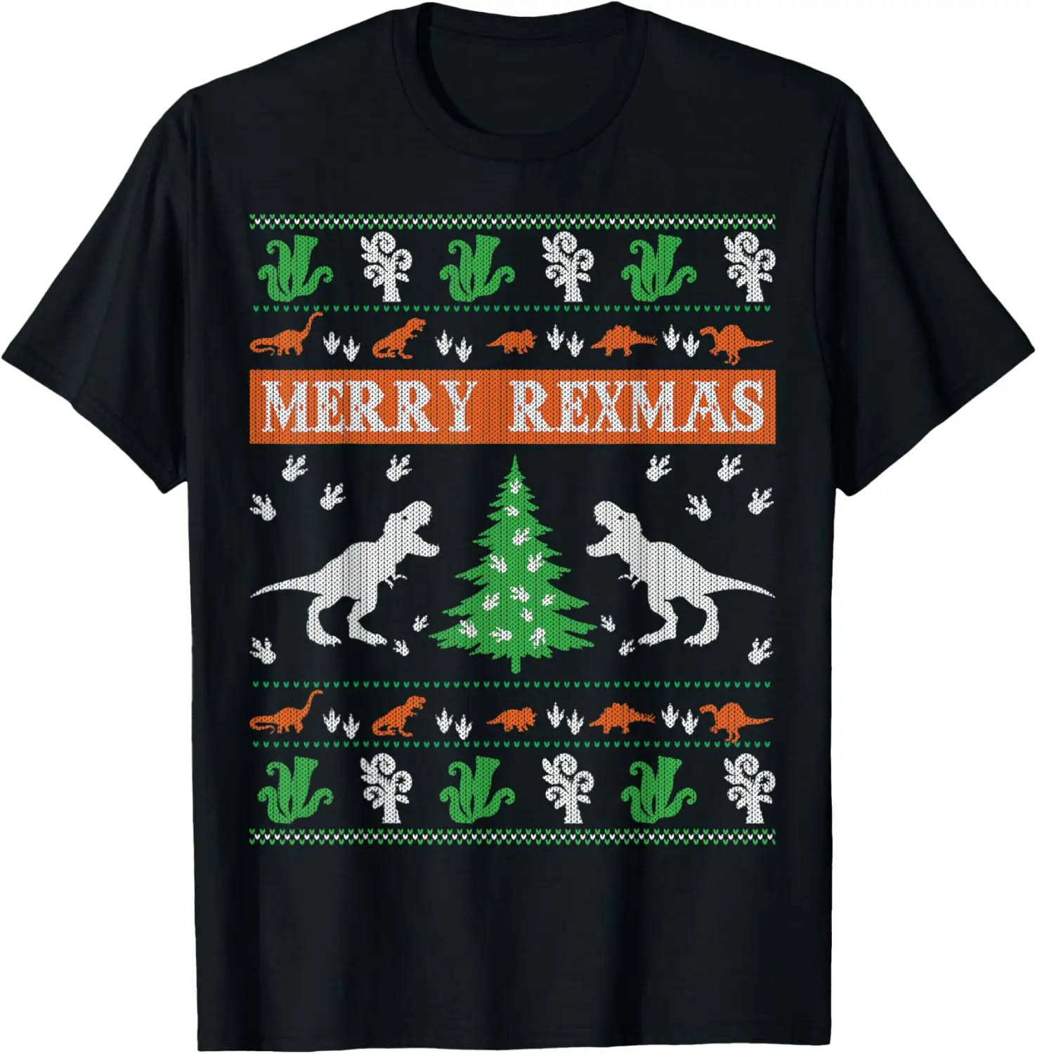 

Merry Rexmas Dinosaur Ugly Christmas Sweater For Kid Men T-Shirt