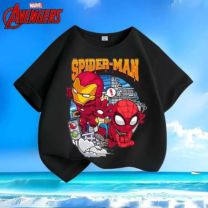 

Marvel Spiderman Iron Man Boys and Girls Summer Soft, Comfortable and Fashionable Cool Trendy Cartoon Anime Pattern T-Shirt