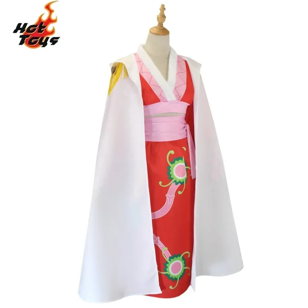 Disfraces de Cosplay de Anime Boa Hancock, vestido tipo kimono rojo imperio Sexy, pendientes de Boa Hancock, disfraces de Halloween para mujeres