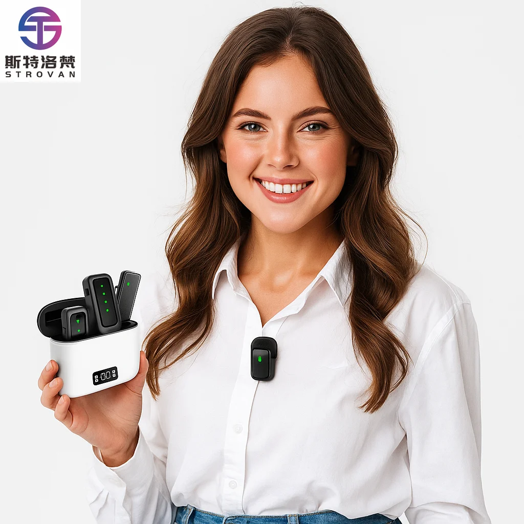 

M8 Pro Wireless Dynamic Lavalier Microphone 2 Speakers C Plastic Noise Cancelling for iPhone Live Stream