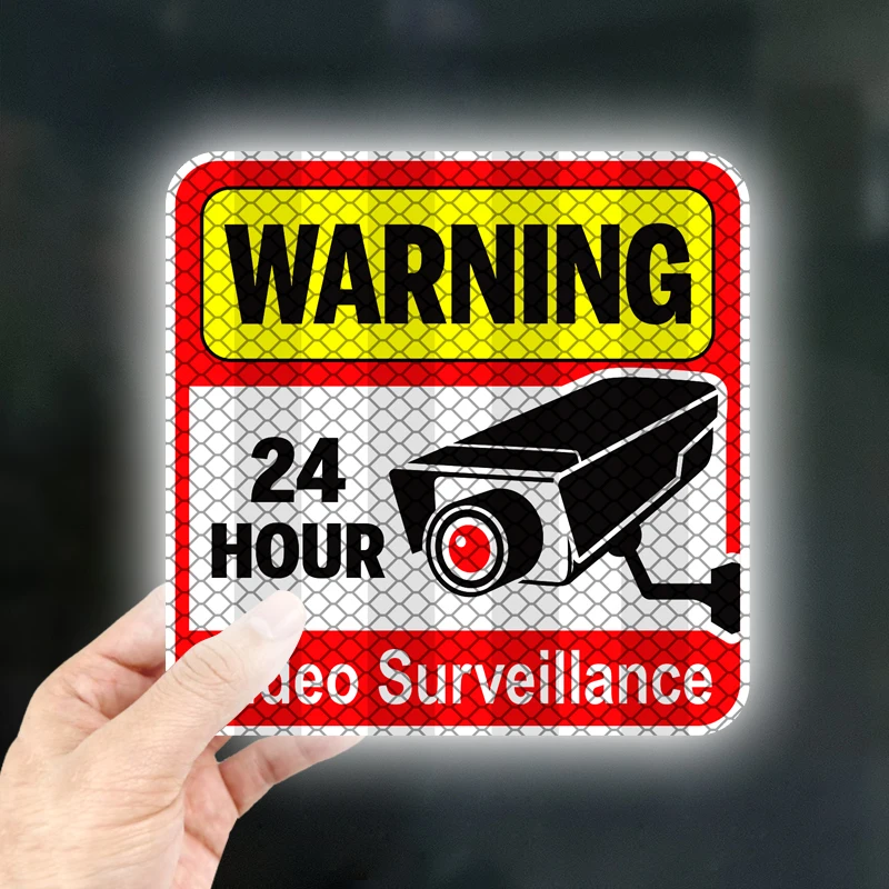 24 HOUR VIDEO Surveillance Warning Night Reflective Stickers Waterproof for Home Window Glass Door Mailbox Car Vinyl Decals