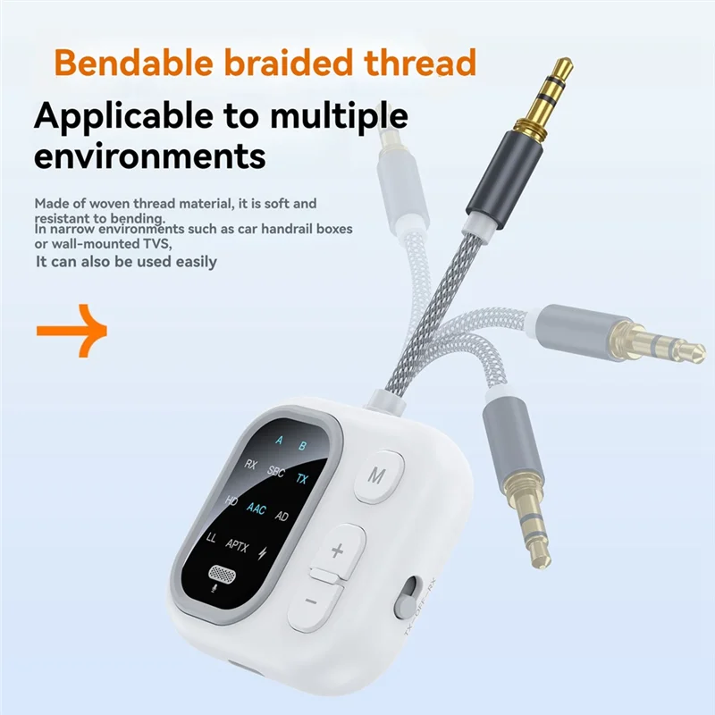AA60-Wireless Audio Adapter 2 In 1 Bluetooth Transmitter Receiver Lossless HD Sound AUX Playback RX/TX For Car/Home/Airplane