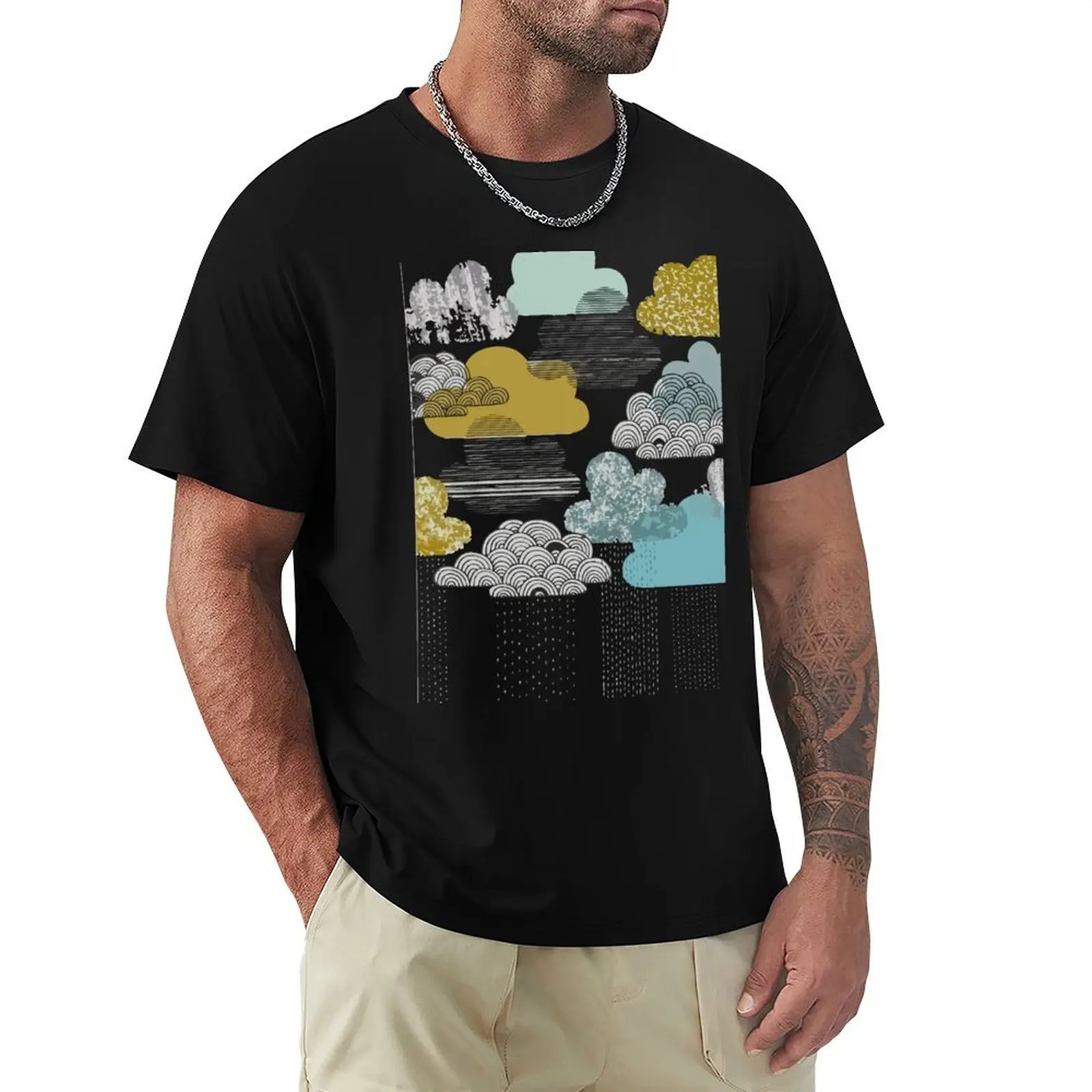 

Sketchy Clouds T-Shirt Luxury man summer top vintage anime shirt plus size clothes t shirts for men pack