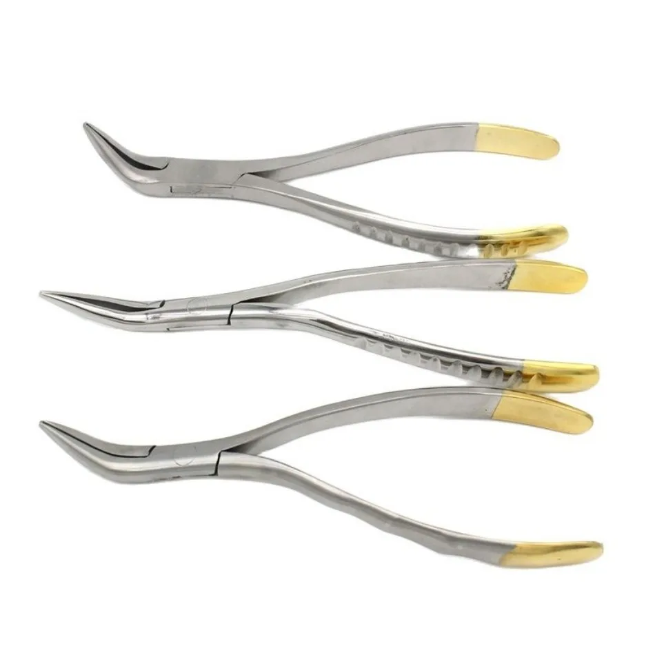 

Dental Tooth Root Extraction Forceps Surgical Extracting Invasive Pliers Tool Upper Lower Universal Curved Dentistry Instrument