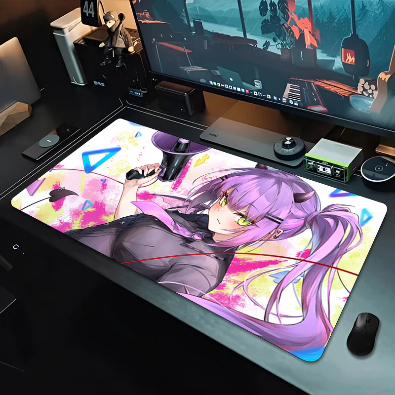 900x400 Anime Demon Girl Twin Tail Mouse Pad, Non-Slip Rubber Base Large Desk Mat for Gaming Office Keyboard, Gamer Decor Carpet