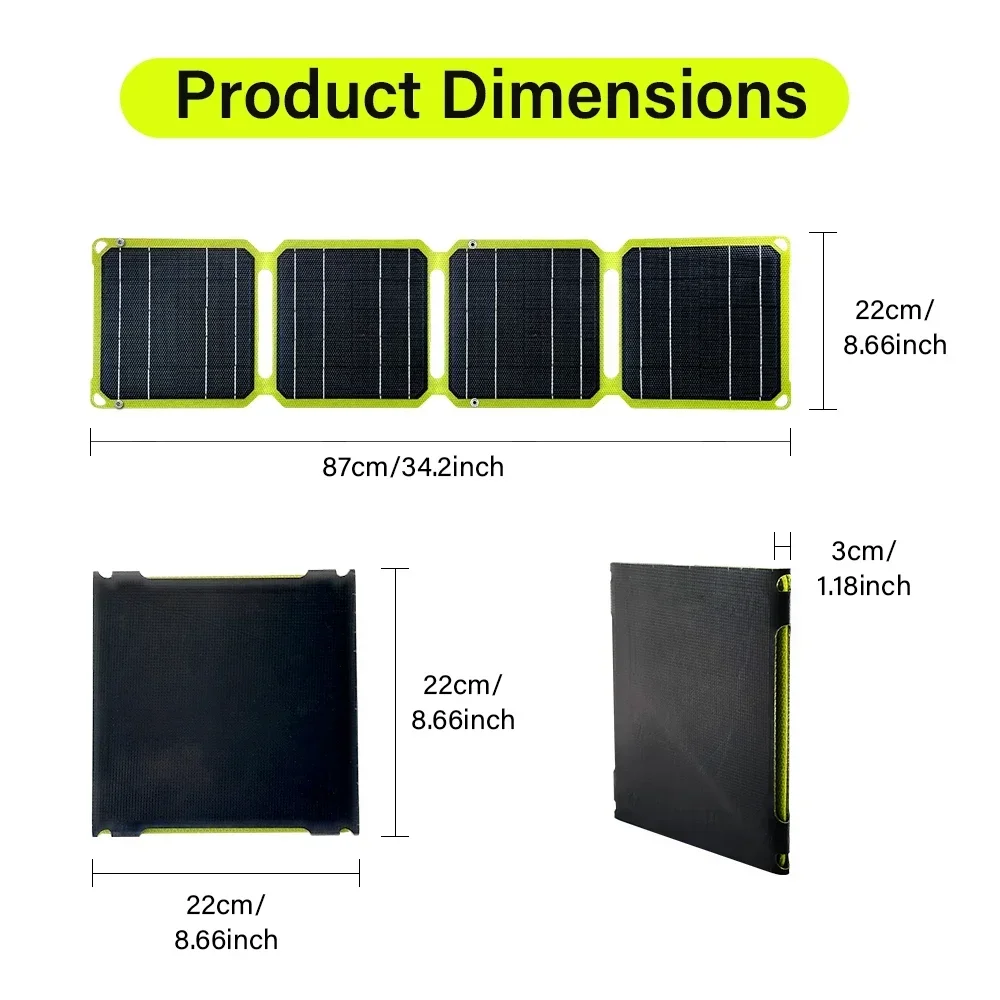 Outdoor powerful Portable Solar Panel 5v 21w 40W  battery phone charger PD 20w QC 3.0 9V 12V For USB A C Power bank