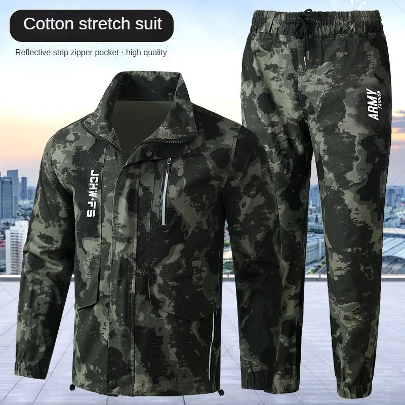 Spring And Autumn Work Clothes Men\'s Suit Cotton Stretch Camouflage Labor Protection Clothing Welding Workers Outdoor Leisure