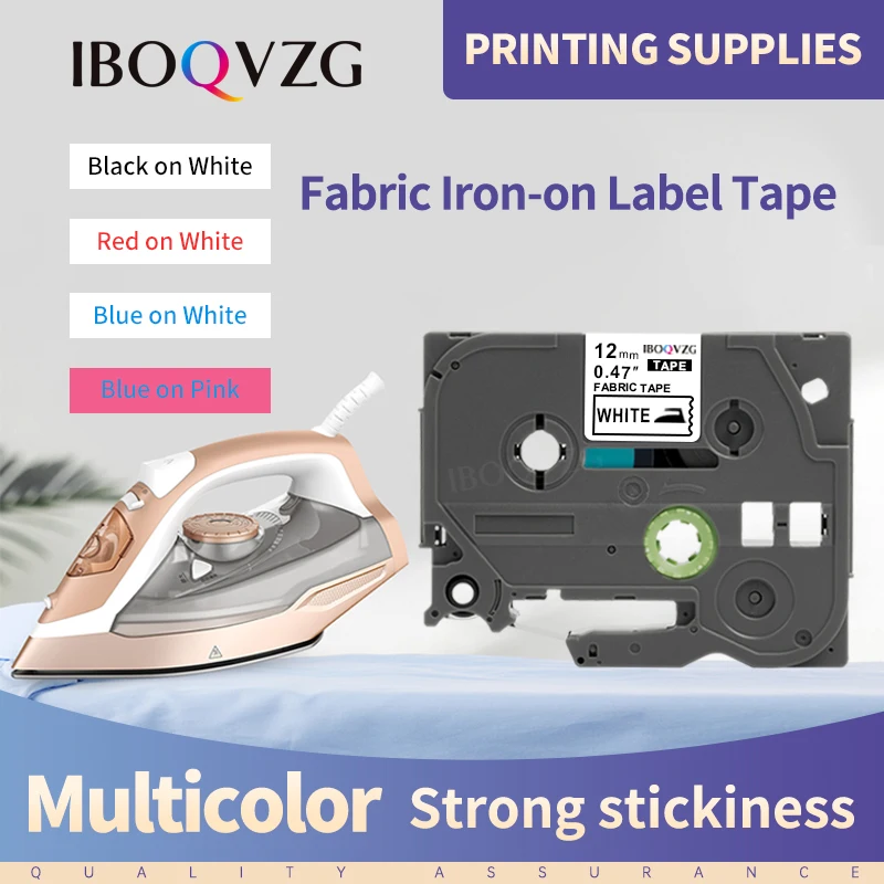 Fabric Iron On Clothing Label Tape Compatible for Brother P-Touch TZe-FA231 Black on White for PT-P750W PT-H110 PT-D210 PT-D600