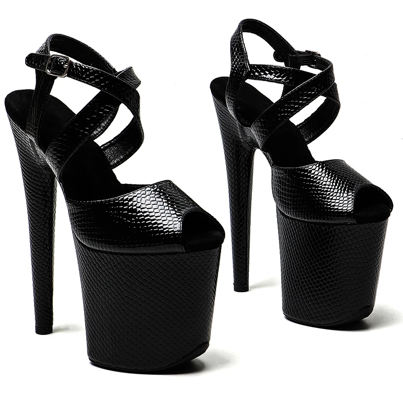 Leecabe 20cm/ 8inches Snake PU upper platform  high heel small open toe sandals  pole dance shoes