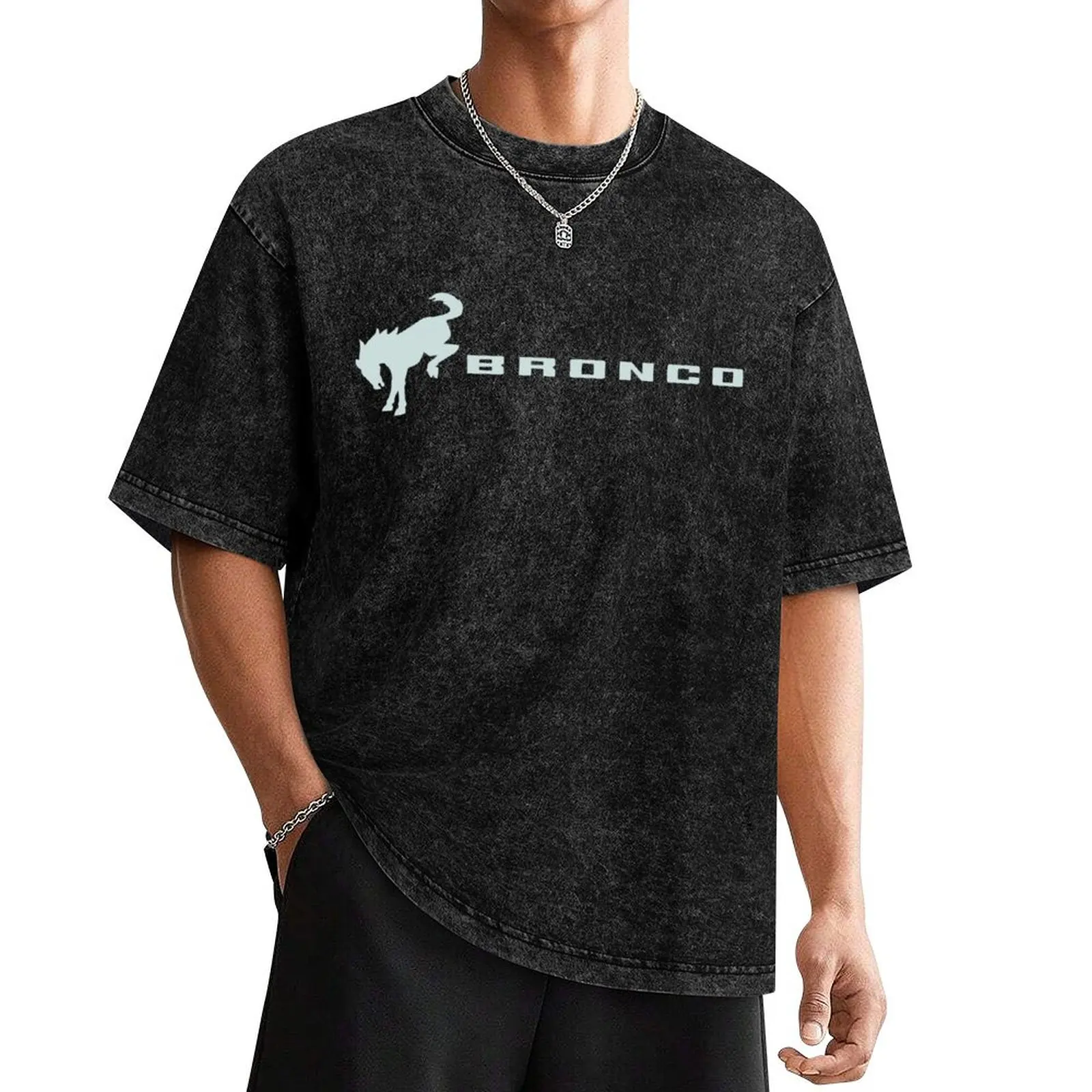 Cactus Gray Ford Bronco Logo T-Shirt Luxury man shirts graphic man clothes mens big and tall t shirts