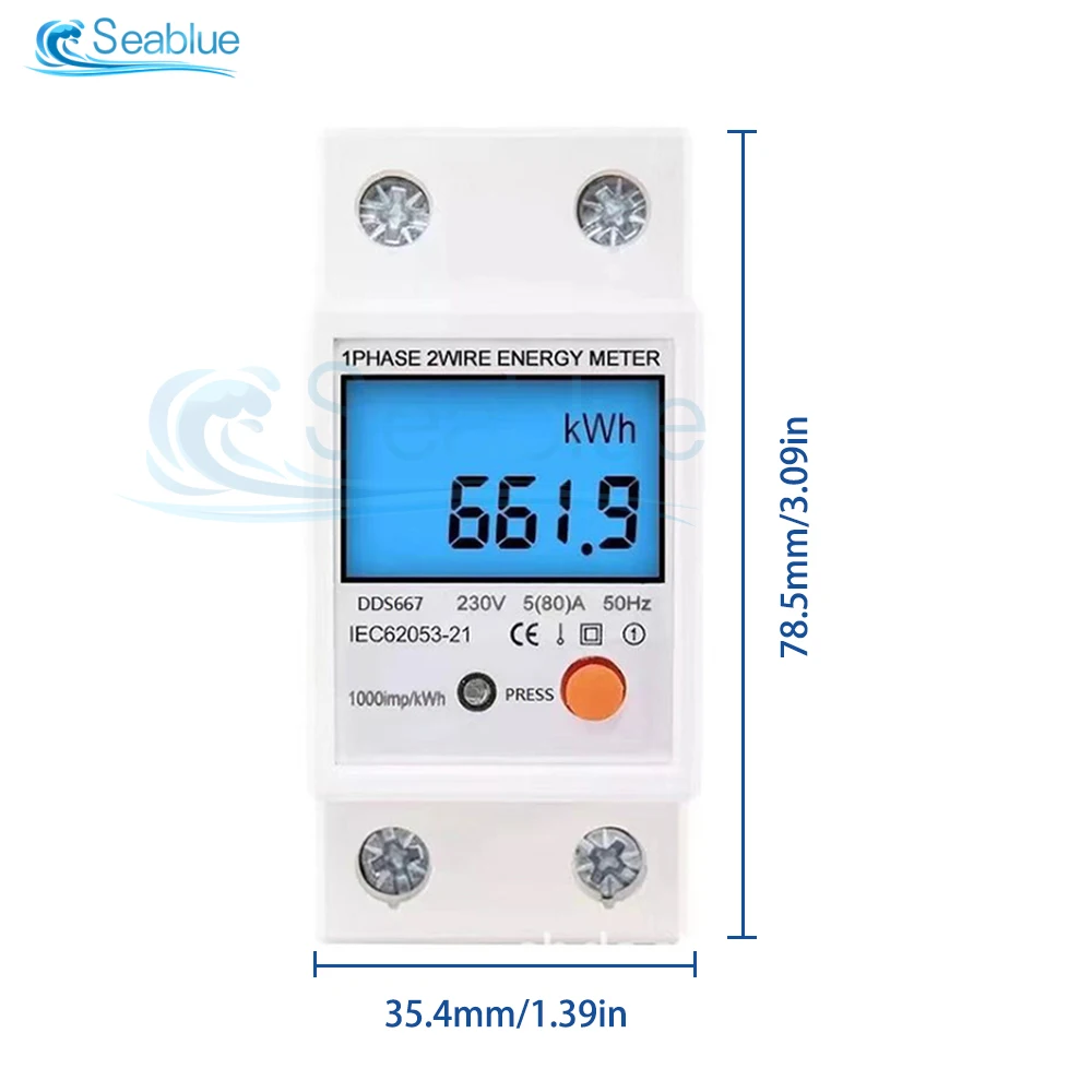 Din Rail LCD Digital Backlight Single Phase Energy Meter kWh Power Consumption Meter Wattmeter Electronic AC 110V 220V 80A