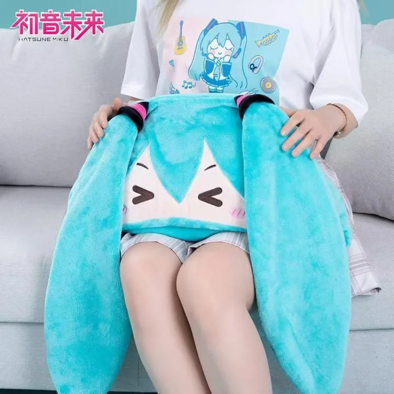 Hatsune Miku Multifunctional Hooded Shawl Cute Soft Plush Air Conditioning Blanket Student Cloak Warm Cloak Friend Gift