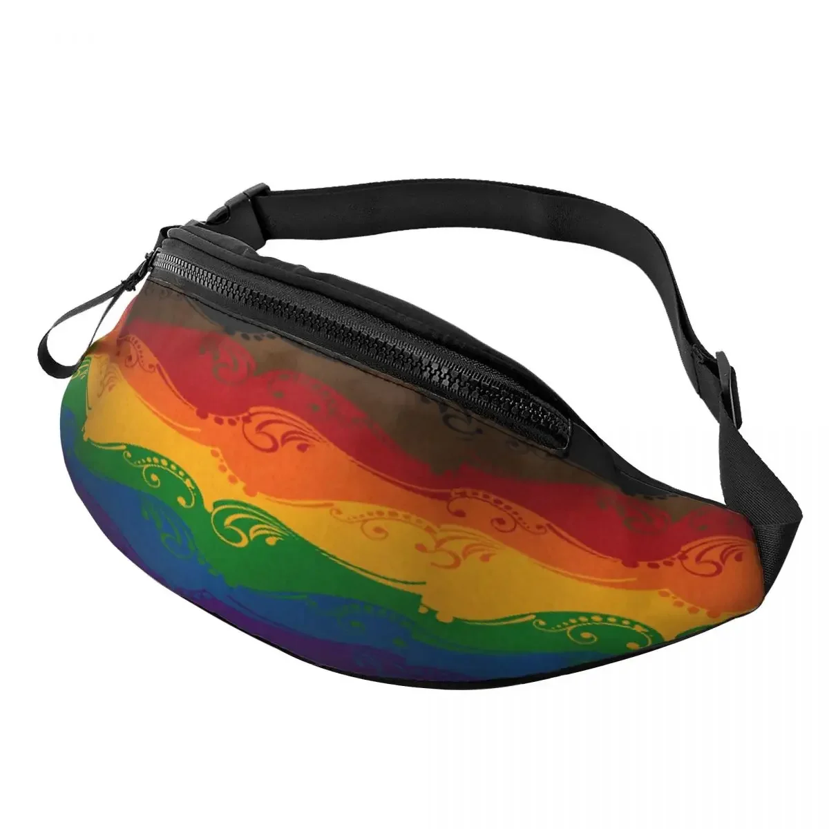 

Ornamental Inclusive Rainbow Printed Waist Bags LGBTQ Pride Unisex Fanny Pack Casual Sport Banana Bags Belt Pouch