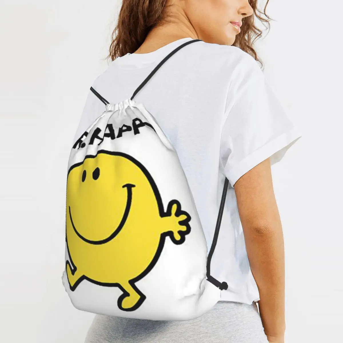 Mr. Men Cute Little Miss Popular Backpacks Multi-function Drawstring Bags Storage Bag Book Bags for Travel Students