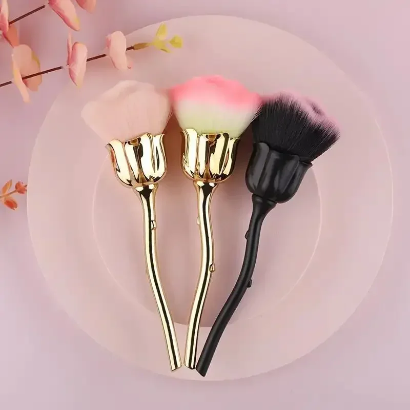 1Pcs Flower Rose Nail Art Brush Remove Nail Dust Brushes Acrylic UV Gel Polish Powder Cleaning Tool Beauty Makeup Brushes