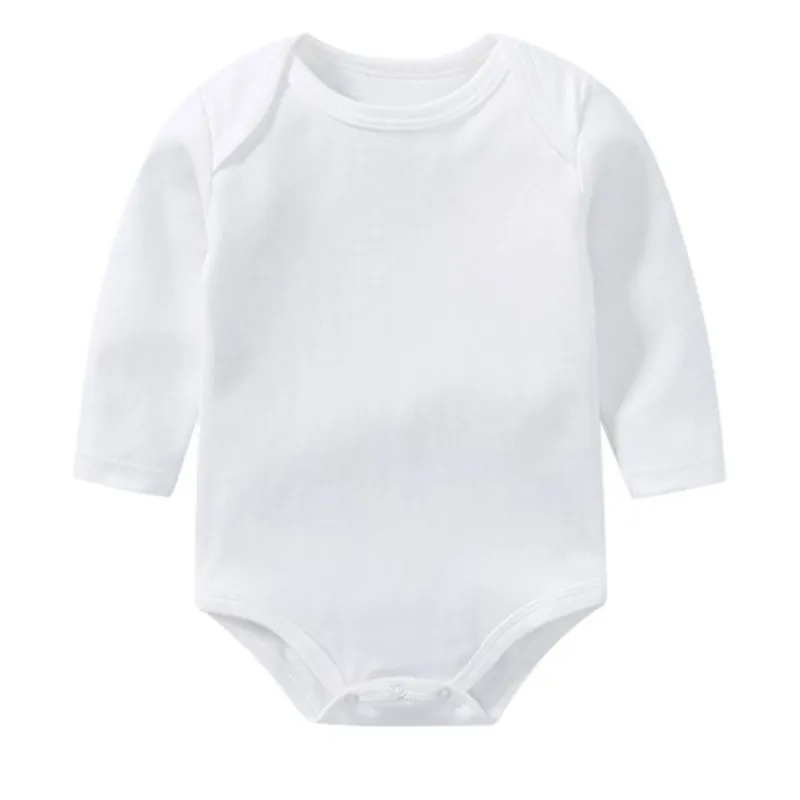 Promotional Good Quality Baby Girls Boys Long Sleeved Cotton Solid Bodysuit Infant Jumpsuit Newborn to 24M