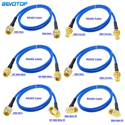 1Pcs RG-402 SMA Male Plug to SMA Male/Female Connector Blue RG402 Semi Flexible High Frequency Coaxial Cable 50 Ohm 10cm-20m