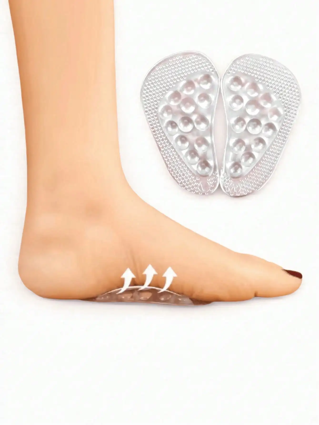 1 Pair of New Polka Dot Arch Pads, Summer Half-Size Arch Support Insoles, Unisex, Comfortable Self-Adhesive Particle Massage Foot Pads