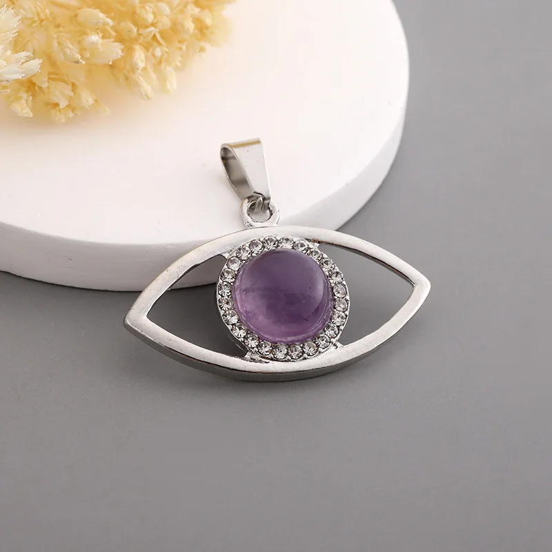 الجملة 10 قطعة/الوحدة كريستال ستون الإبداعية حورس عين الشيطان المعلقات DIY الأحجار الكريمة عين الشر قلادة مجوهرات #2