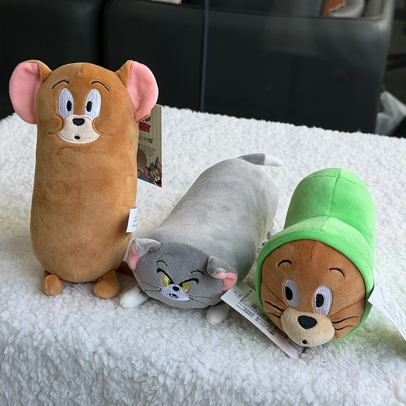 20cm Official Tom and Jerry Long Shape Plush Doll Stress Relief Cute Birthday Gift for Fans Collectible Soft Toy