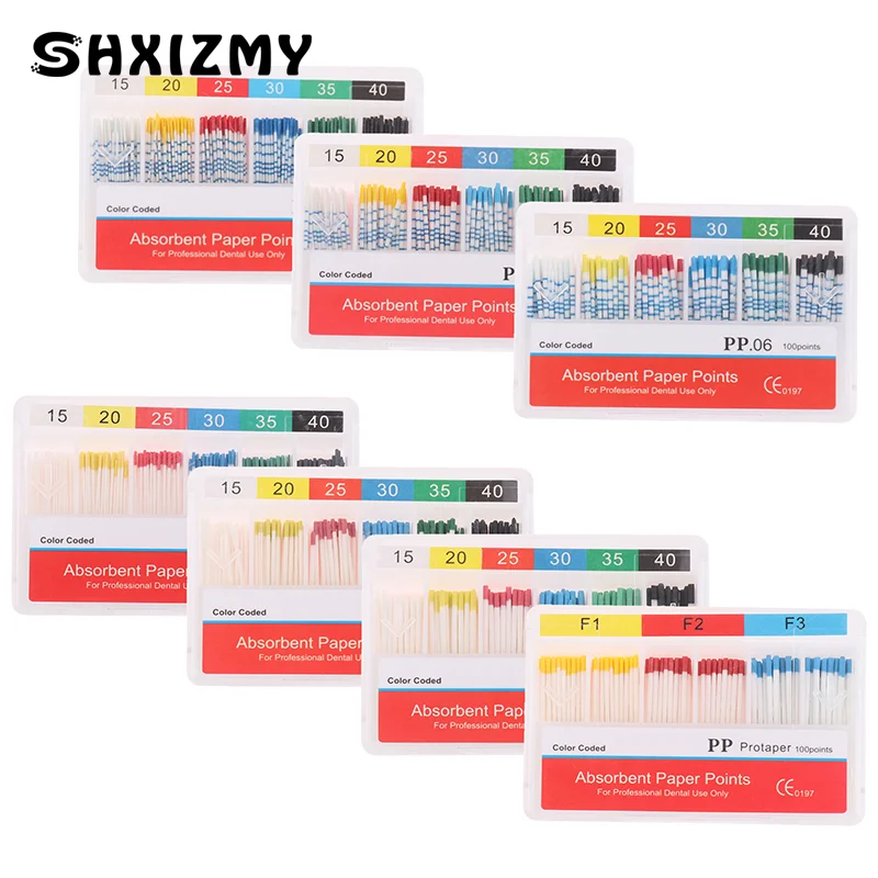 

1 Box Dental Absorbent Paper Points Sterile Mixed Sizes 02 04 06 Taper 15-40 Dentistry Materials Endodontics Paper Tips