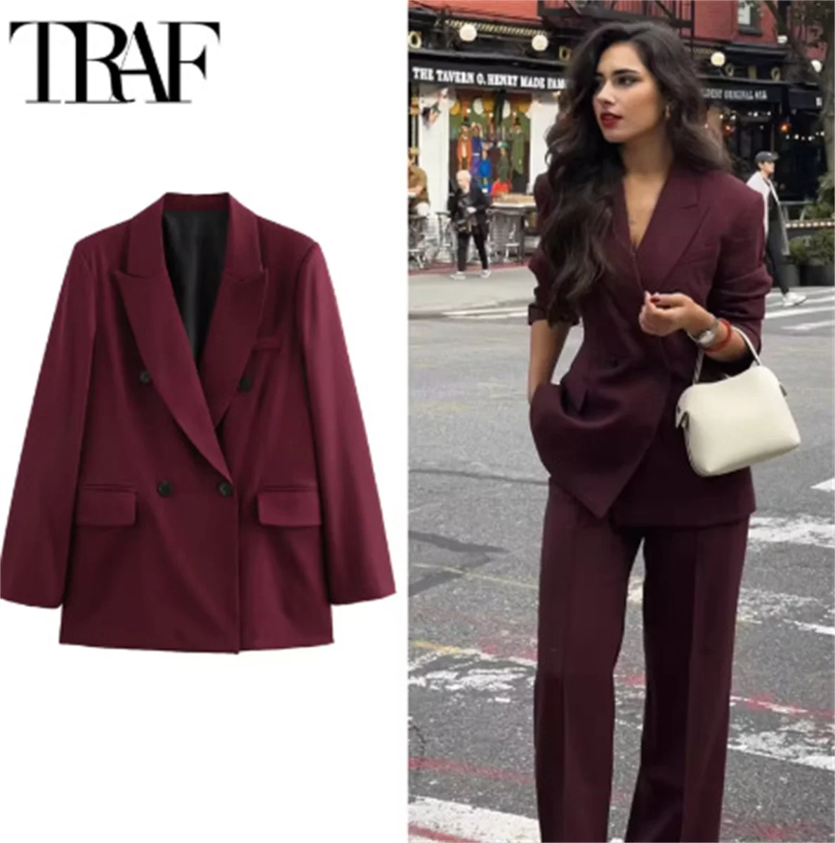 Women's Blazer Outerwears Wine Office Wear Women Suit Jacket Autumn Long Sleeve Burgundy Blazers Formal Woman Minimalist Blazer