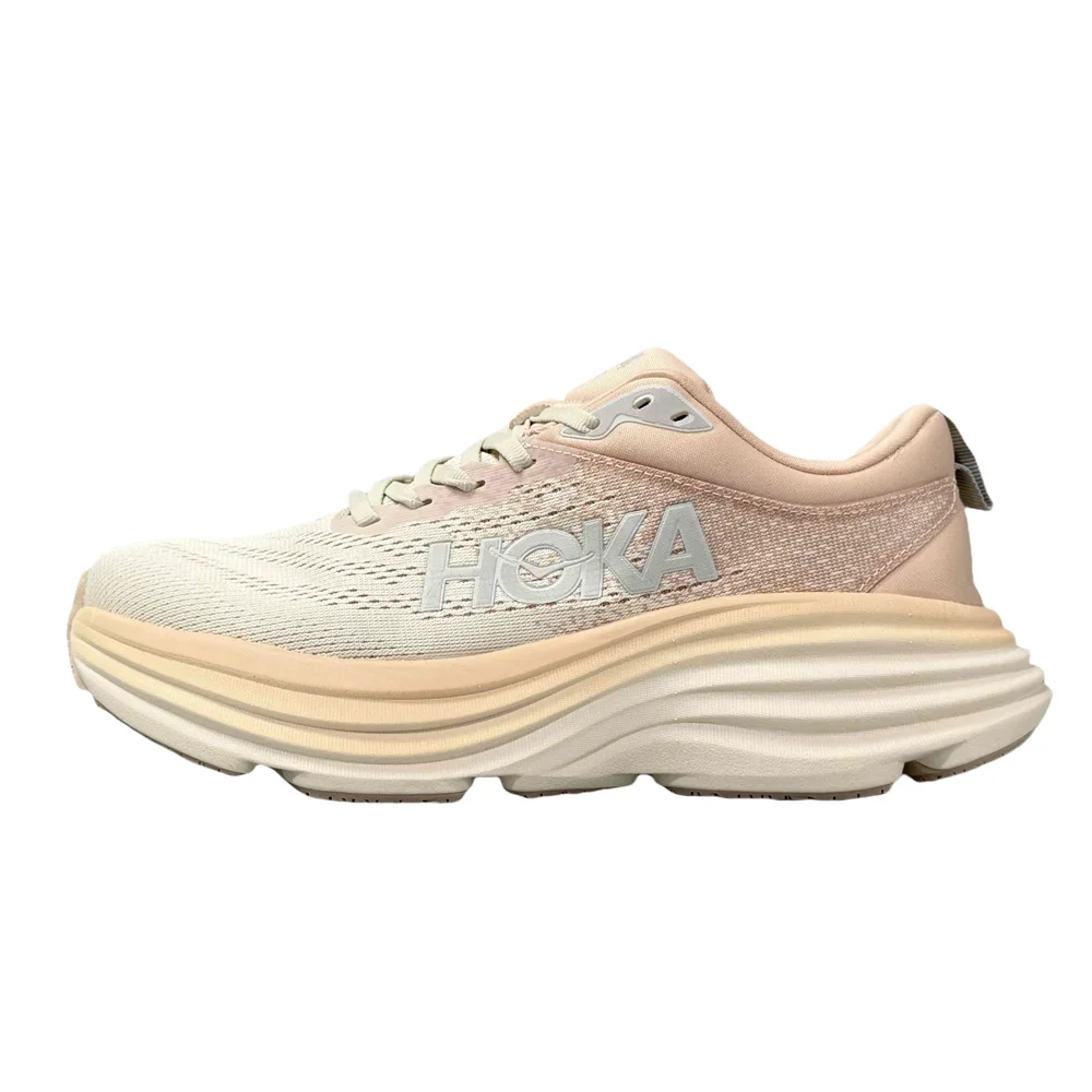 HOKA ONE ONE Bondi 8 Women and Men Quicksand Colour Wear-resistant Lightweight Mesh Breathable Running Shoes 1123202-SSEG