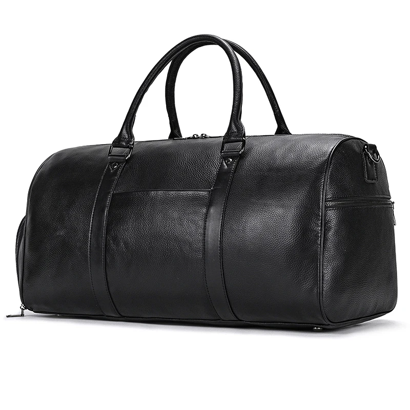 Latest Designer Leather Baggage Travel Bag For Men Woman Real Cowhide Waterpoof Duffle Bags With Shoe Pocket Black Mamle Feamle