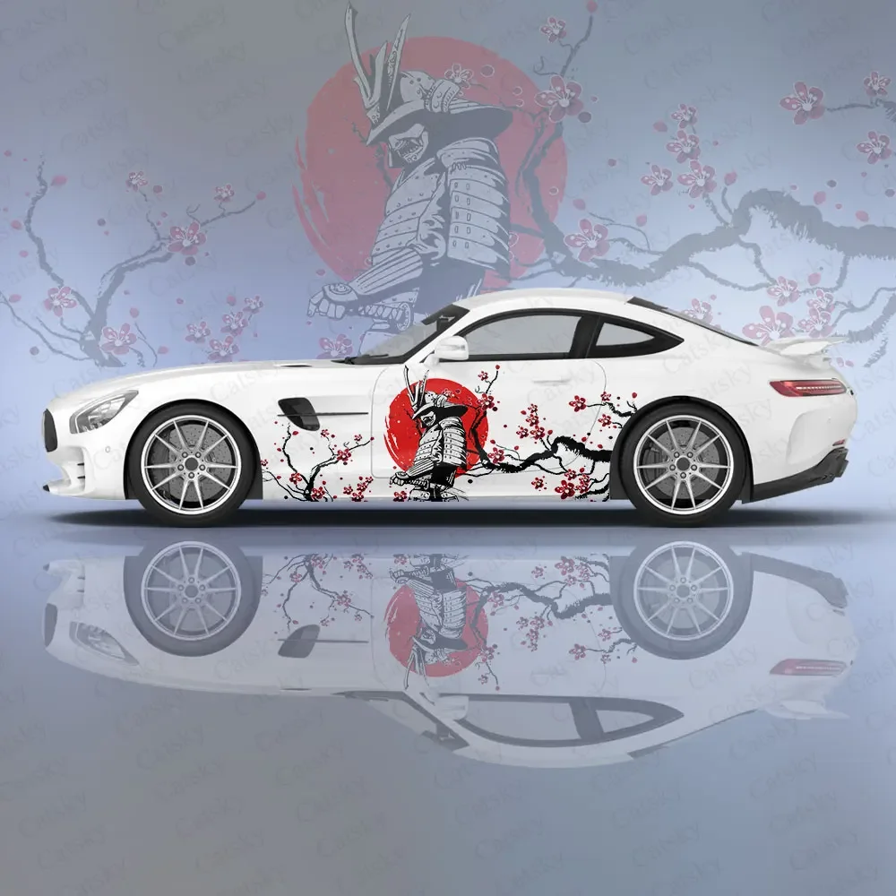 

Japanese Red Samurai Car Wrap Protect Sticker Auto Decal Creative Stickers Motorcar Body Appearance Modification Decorative