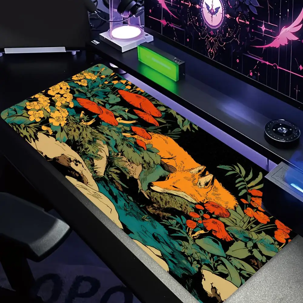 

Unique vintage-style anime illustration Mouse Pad Desk Mat gaming pad Non-Slip Stitched Edge keyboard mousemat office rug