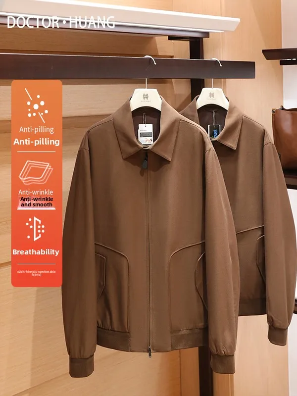 

Итальянское роскошное мужское повседневное шерстяное пальто, осень 2025, деловое повседневное свободное пальто из полиэстера с несколькими кетами, удобная ткань