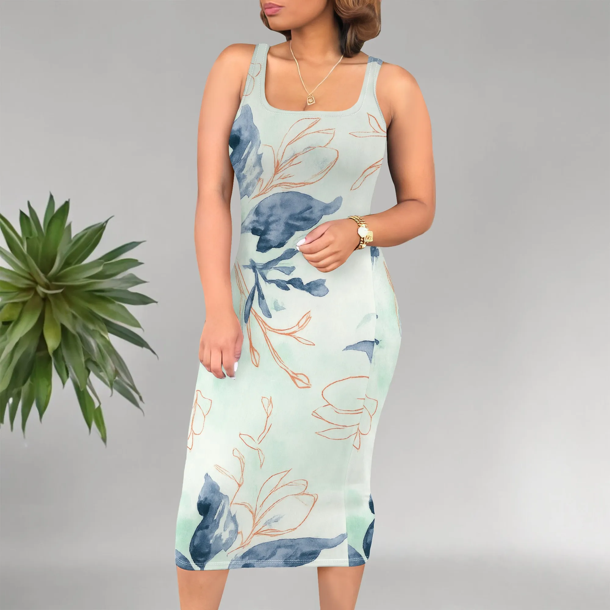 

Women's Sleeveless Summer Dress Crewneck Stretchy Bodycon Party Club Mini Tank Dresses