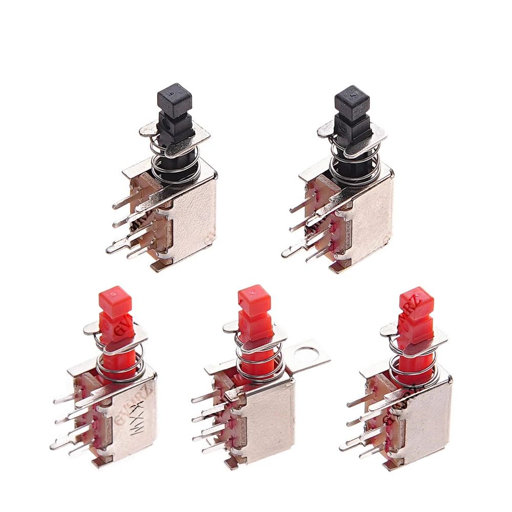 10PCS PS-22F03 Directly Key Switch A03 6pins Self-Locking Yellow Green Red Black White Cap