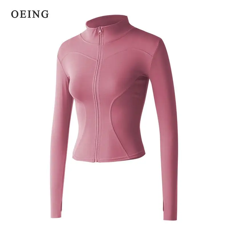 Women Sport Jackets Zipper Yoga Coat Tops Thumb Hole Running Shirt Sportwear Girl Thin Quick Dry High Elastic Gym Fitness Jacket