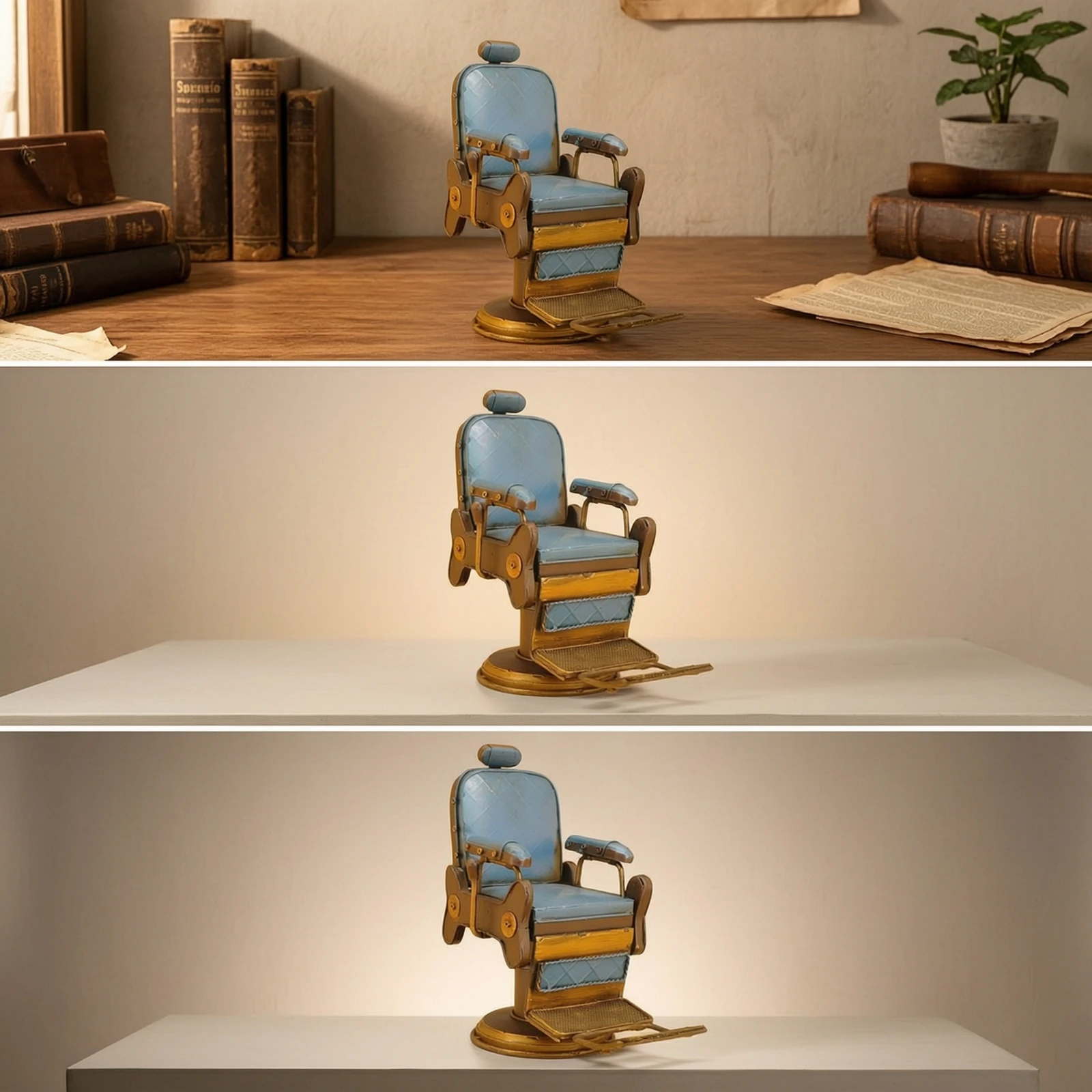Barber Chair Model Retro Miniature Barber Chair Mini Desktop for Barbers, Bookshelf, Office Desk