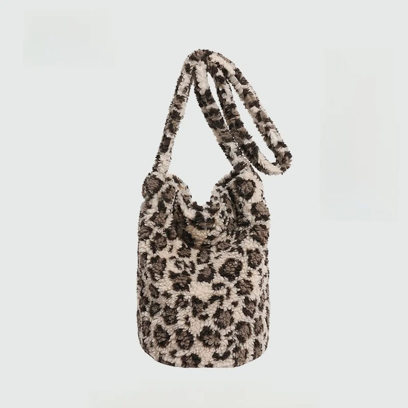 

Осенне-зимняя женская сумка-ведро через плечо из овечьей шерсти и бархата, большая вместимость, для телефона, с магнитной застежкой, из мягкого полиэстера