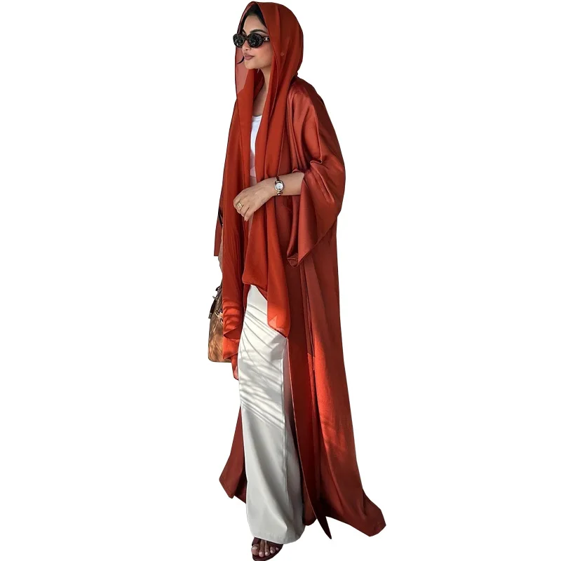 Muslim Women Solid Color Abaya Cardigan Dress Loose Robe Spot Middle East Dubai Muslim Robe Abaya Dress Cardigan