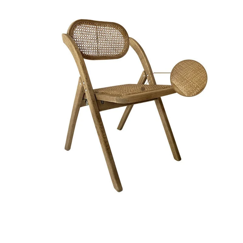 JOYLIVE Massivholz Stuhl Retro Alten Klapp Rattan Stuhl Moderne Hause Balkon Im Freien Freizeit Licht Luxus Rückenlehne Esszimmer Stuhl