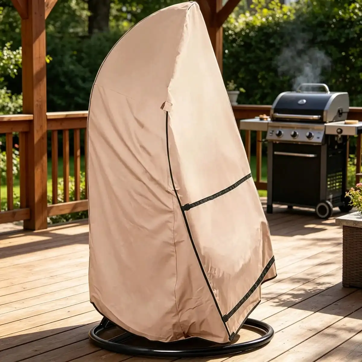 Outdoor Egg Swing Chair Cover, Heavy-Duty Waterproof Anti-UV Hanging Egg Chair Protector, Dustproof Egg Lounge Chair Cover with