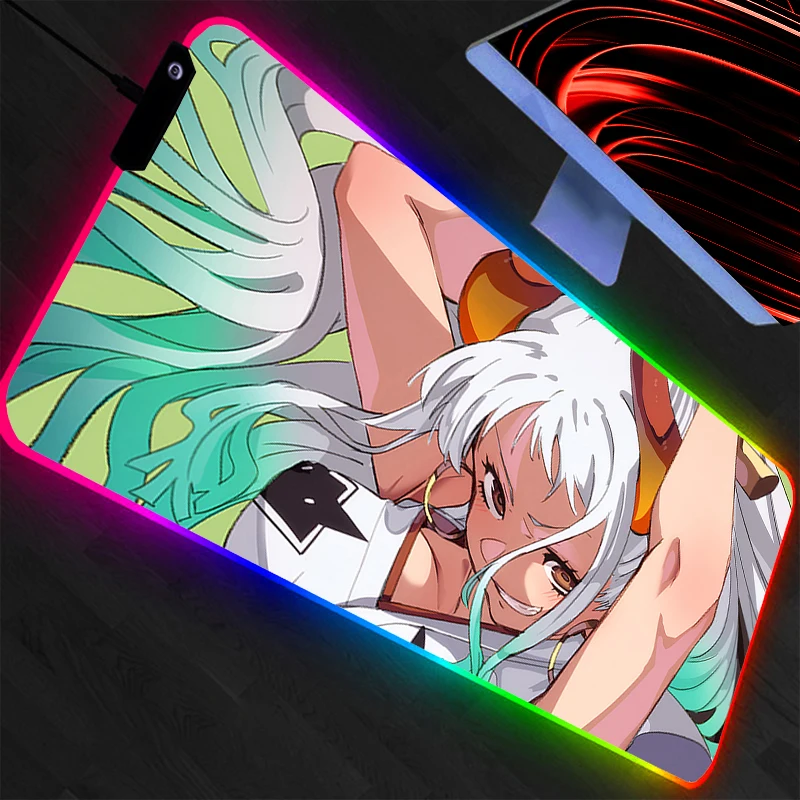 

LED Mouse Pad One Piece Anime Gaming Accessories RGB Mousepad Gamer PC Computer Keyboard Desk Mat Backlight Durable Max