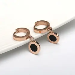 Elegant Fashion Jewelry Titanium Steel Circle Zircon Roman Digital Korean Style Earrings Women Earrings Eardrop Dangle Earrings