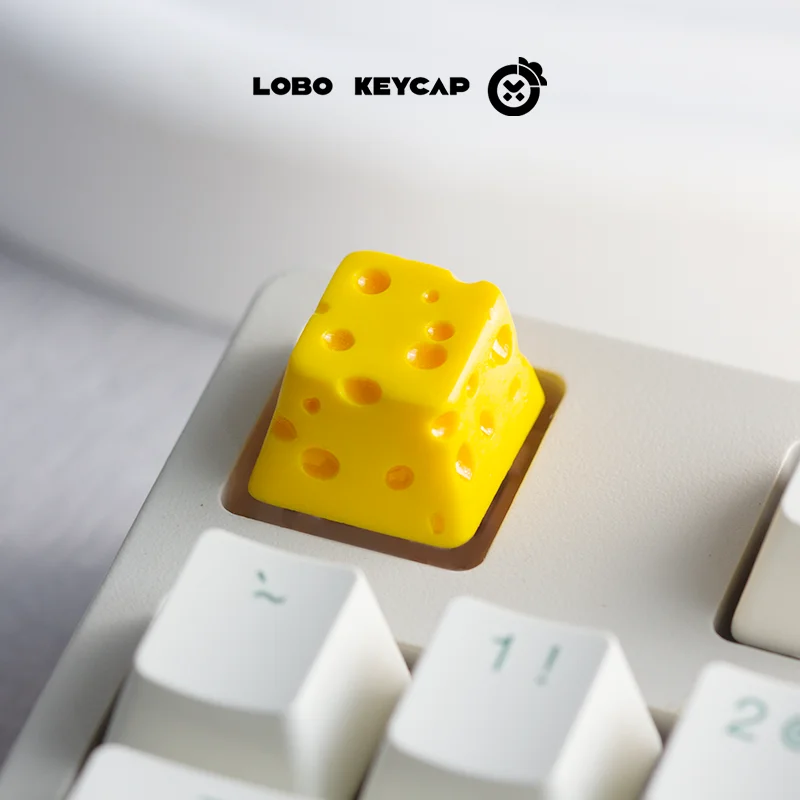 Modelagem de queijo de desenho animado, keycap personalizado, material de resina, teclado mecânico, decoração fofa, design criativo, presentes personalizados